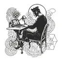 A humorous tattoo of a coincidence between a software engineer and a mystical being tattoo design idea