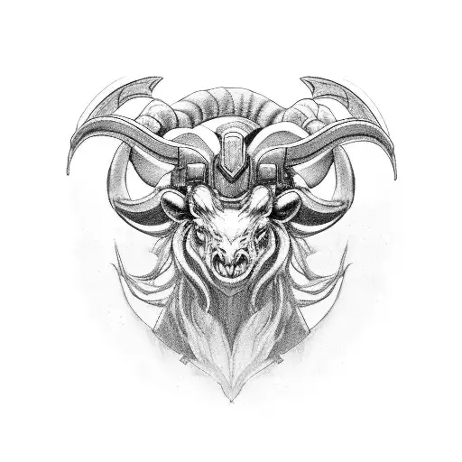 A video game controller morphing into an Aries ram's head tattoo design idea
