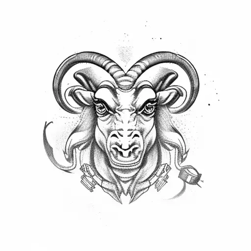 A video game controller morphing into an Aries ram's head tattoo design idea