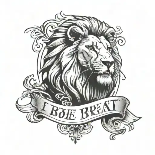 A black and grey tattoo of Kobe Bryant's famous quote 'The most important thing is to try and inspire people so that they can be great in whatever they want to do', with a lion's head as a symbol of inspiration tattoo design idea