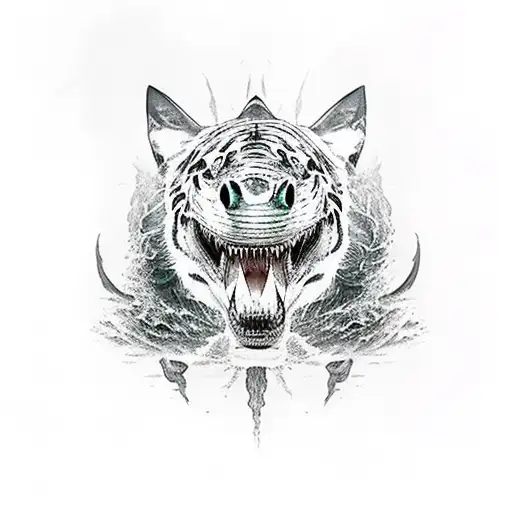 great white shark and bengal tiger tattoo design idea