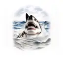 great white shark and bengal tiger tattoo design idea