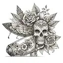 love, dreams, memories, clock, paper flower, Mayan mask inside a glass bottle with a paper plane tattoo design idea