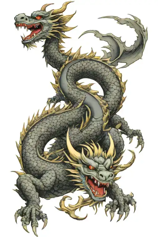 Dragon with Murim Warriors on top tattoo design idea