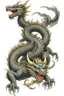 Dragon with Murim Warriors on top tattoo design idea