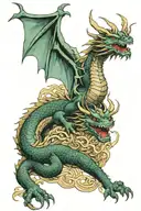 Dragon with Murim Warriors on top tattoo design idea