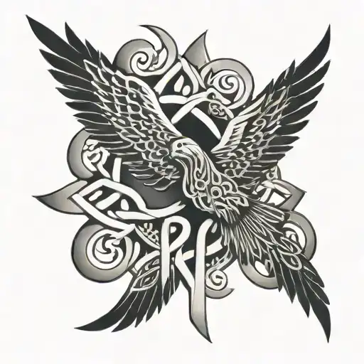 Celtic knot shoulder tattoo that fades into black eagle tattoo design idea