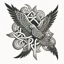 Celtic knot shoulder tattoo that fades into black eagle tattoo design idea
