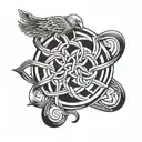 Celtic knot shoulder tattoo that fades into black eagle tattoo design idea