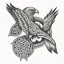 Celtic knot shoulder tattoo that fades into black eagle tattoo design idea