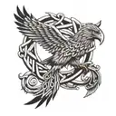 Celtic knot shoulder tattoo that fades into black eagle tattoo design idea