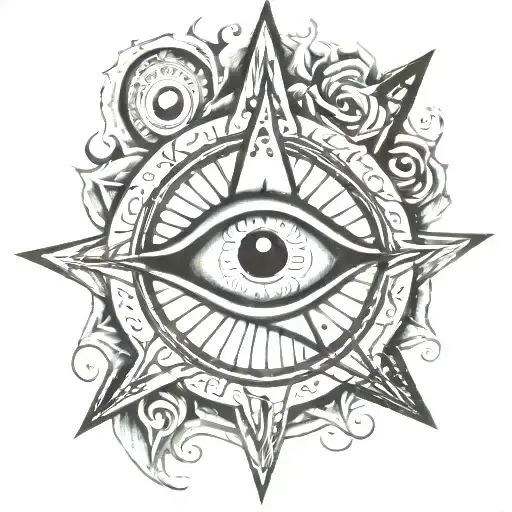 pentagram inside evil eye tattoo design idea