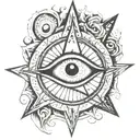 pentagram inside evil eye tattoo design idea