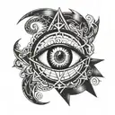 pentagram inside evil eye tattoo design idea