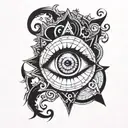 pentagram inside evil eye tattoo design idea