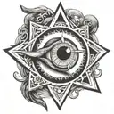 pentagram inside evil eye tattoo design idea