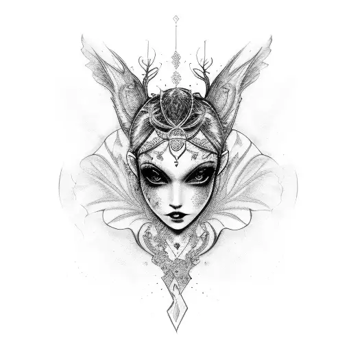 dark fairy core tattoo design idea