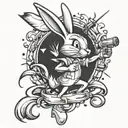 bugs bunny holding spray gun tattoo design idea