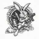 bugs bunny holding spray gun tattoo design idea