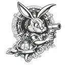 bugs bunny holding spray gun tattoo design idea