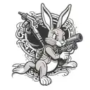 bugs bunny holding spray gun tattoo design idea