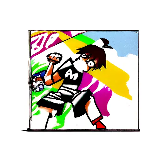 A vibrant graffiti mural featuring characters from Calvin and Hobbes in Puerto Rico tattoo design idea