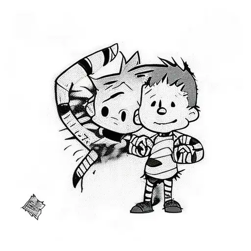 calvin and hobbes and graffiti  tattoo design idea