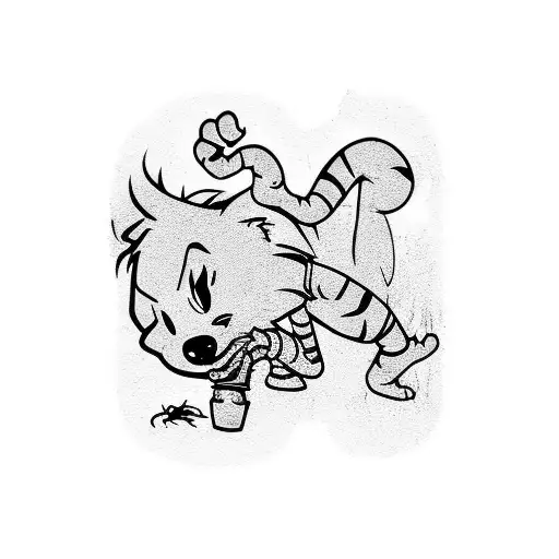 calvin and hobbes and graffiti  tattoo design idea