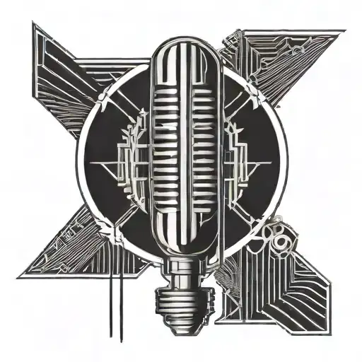 art deco microphone tattoo design idea
