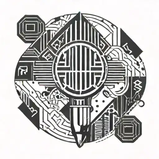 art deco microphone surrounded tattoo design idea