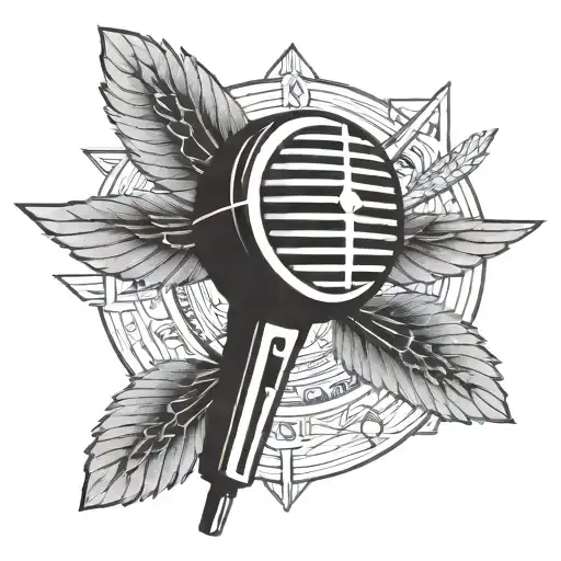 art deco microphone wings spread tattoo design idea
