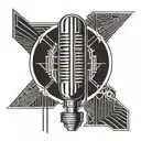 art deco microphone tattoo design idea