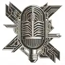 art deco microphone tattoo design idea