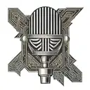 art deco microphone tattoo design idea