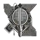 art deco microphone tattoo design idea