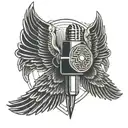art deco microphone wings spread tattoo design idea