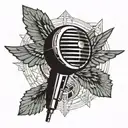 art deco microphone wings spread tattoo design idea