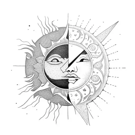Sun and Moon tattoo design idea
