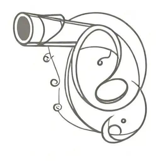 A minimalist tattoo design combining a music note and a telescope to represent your love for both music and astronomy tattoo design idea
