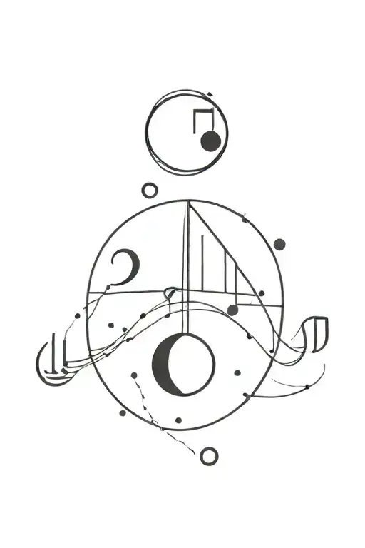 Musical notes forming the different moon phases in a minimalist style tattoo design idea