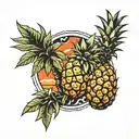 palm tree and pineapple  tattoo design idea