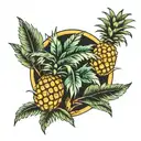 palm tree and pineapple  tattoo design idea