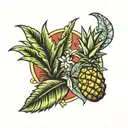 palm tree and pineapple  tattoo design idea