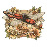 dragonfly and plane flying tattoo design idea