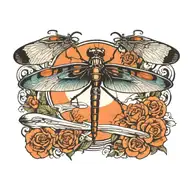 dragonfly and plane flying tattoo design idea