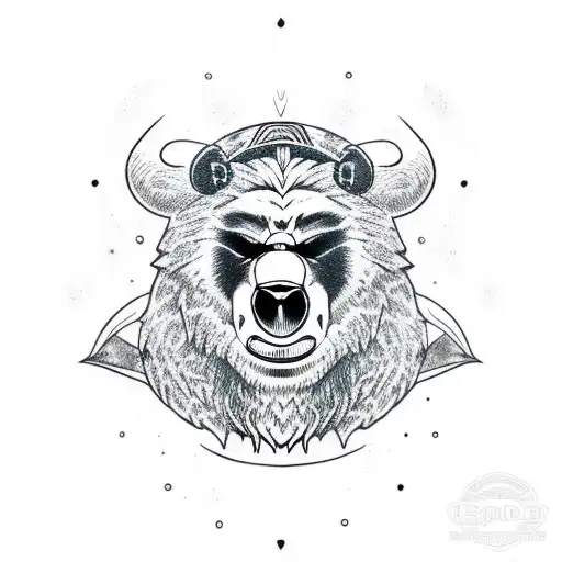 evil viking bear head tattoo design idea