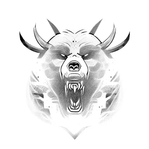 evil viking bear head tattoo design idea