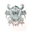 evil viking bear head tattoo design idea