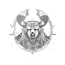 evil viking bear head tattoo design idea