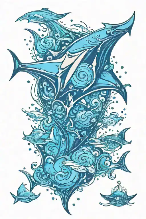 manta ray swimming tattoo design idea